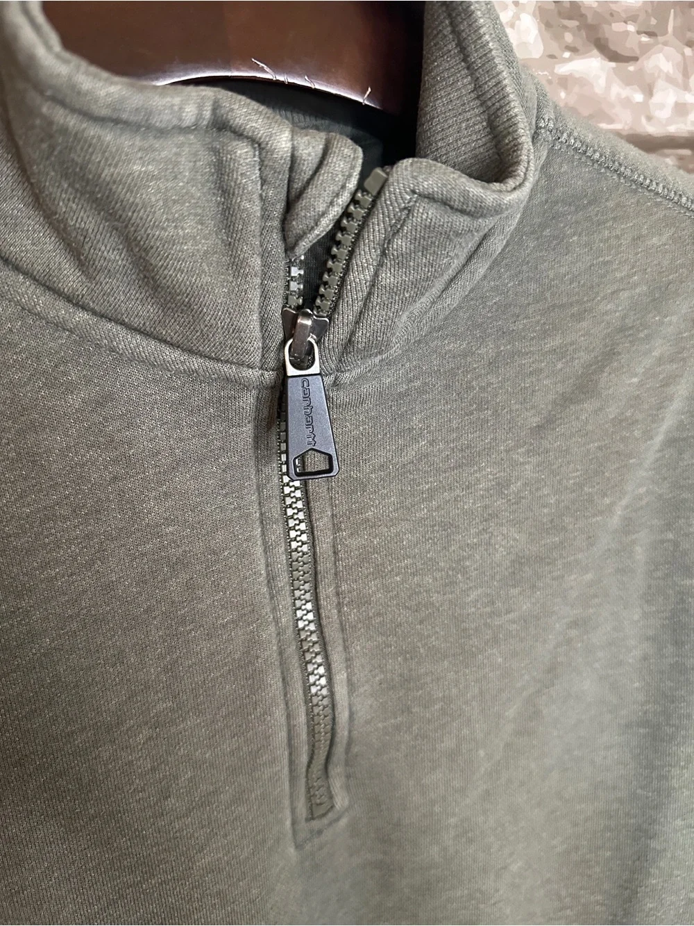 Carhartt Unisex Olive Green Quarter-Zip Sweatshirt Size Small